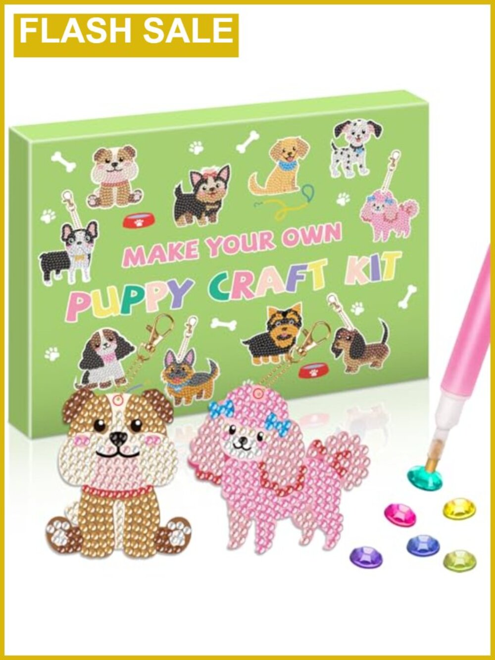 5D Diamond Art Keychain Kit for Kids Animal Gem Craft Set